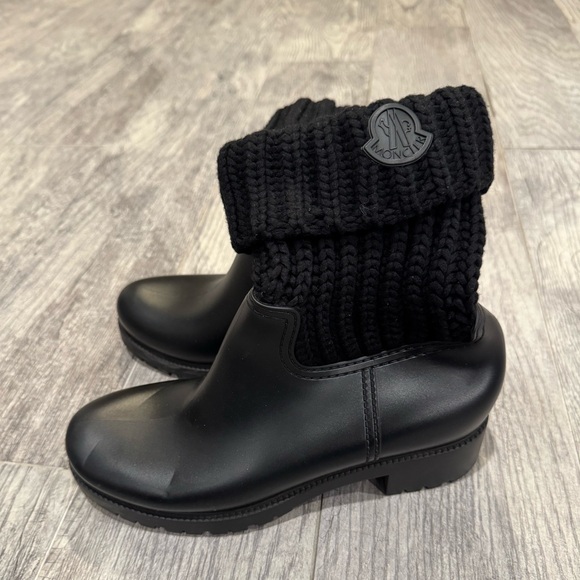 Moncler black knit Ginette rain boots - Picture 7 of 16